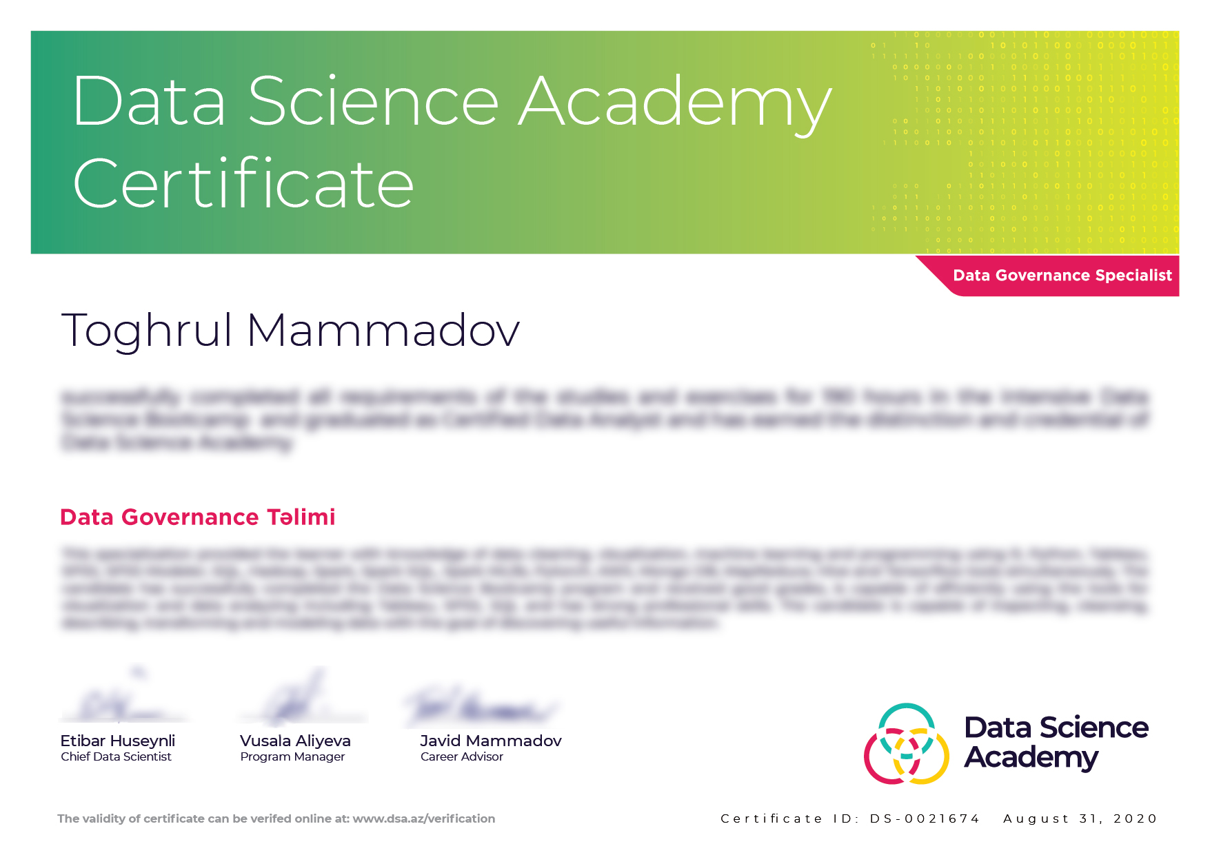Certificate